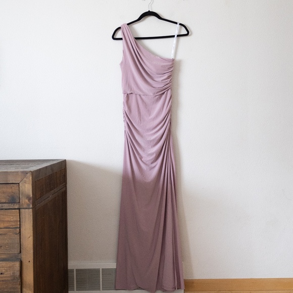 Celebrate DB Studio Mauve One Shoulder Jersey Maxi Dress - Picture 1 of 5